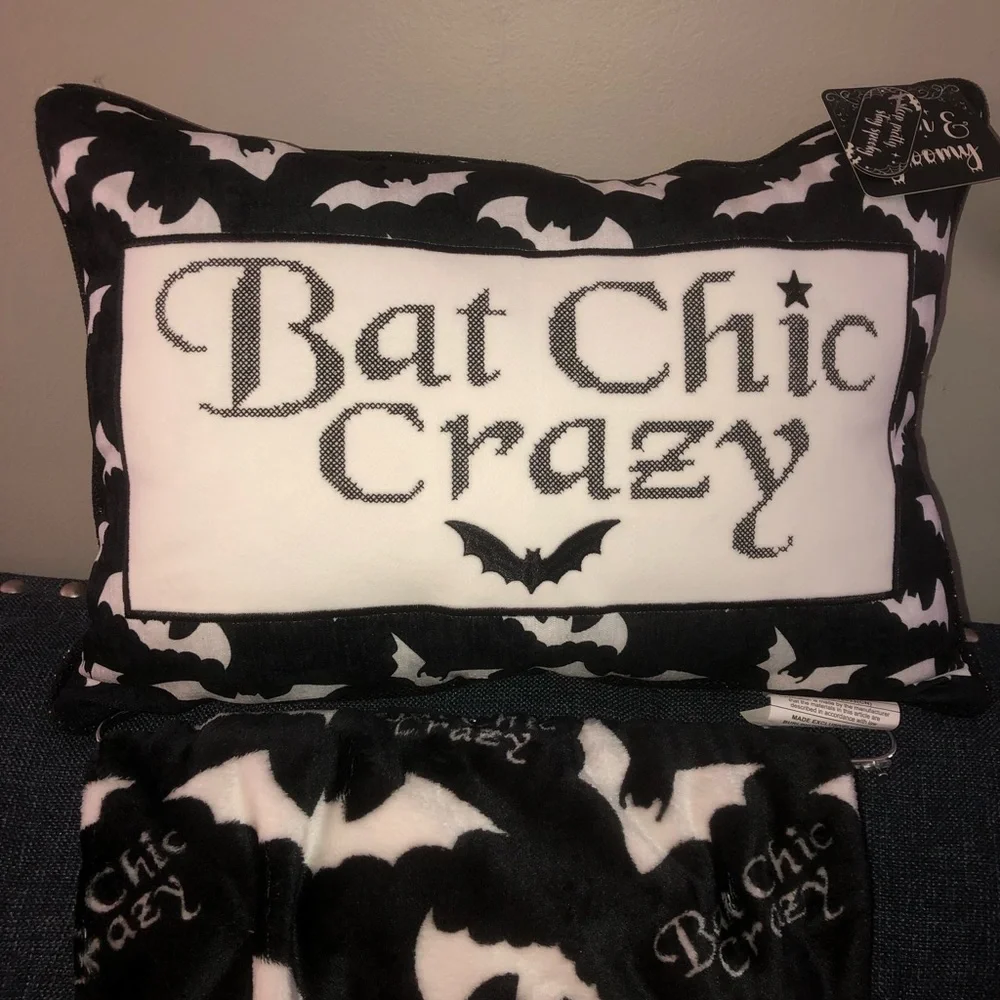 ‼️ Bat Chic Crazy   Throw Blanket with matching pillow
